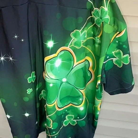 St.Patricks Day Men’s 3XL Short Sleeve Button Down Shamrock Shirt - Picture 5 of 6